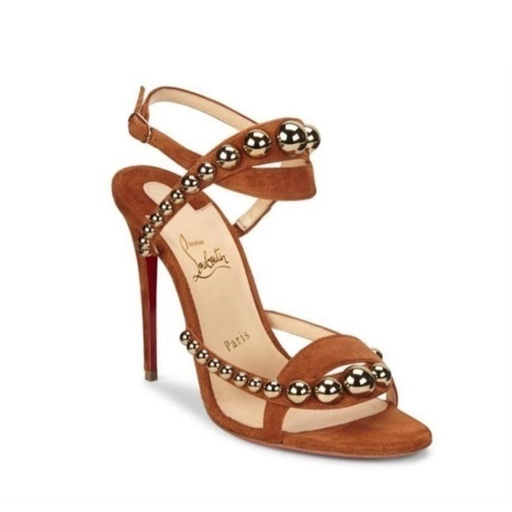 Christian Louboutin Cannelle Galeria 100mm Suede Studded‎ Strappy Heels